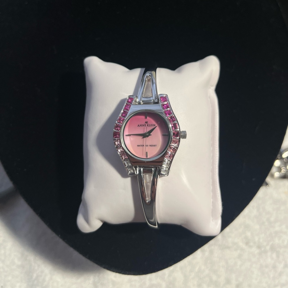Anne Klein Silver Watch with Pink Accents and NEW BATTERY!